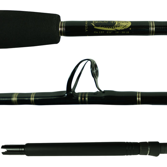 Blackfin Rods Fin 138 Circle Hook Fishing Rod 7'0" Rod 16-30lb Line Weight Circle Hook Rod 100% E-Glass blank Fuji Graphite Reel Seat Slick Butt Fuji Aluminum Oxide Guides Mod Fast Action Targeted Species: Tuna, Kingfish, Mahi Mahi, Sailfish