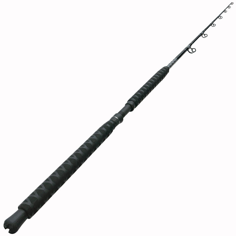 Load image into Gallery viewer, #79 Limited Edition 7&#39; 30-50lb Bottom Fishing Rod. Full Rod shown in photo. Gray, Black and silver wrap, all black blank. 
