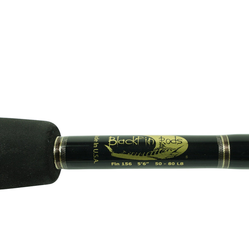 Load image into Gallery viewer, Blackfin Rods Fin 156 Fishing Rod 5'6" Rod 50-80lb Line Weight Stand Up Rod 100% E-Glass blank Aftco Short straight Black Unibutt Aftco Roller Guides Fast Action Targeted Species: Tuna 6