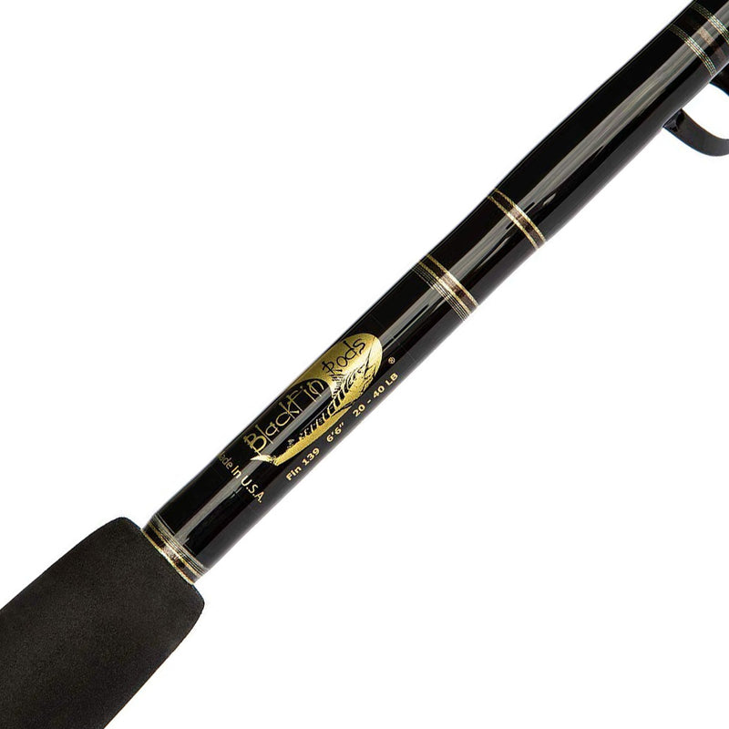Load image into Gallery viewer, Blackfin Rods Fin 139 Fishing Rod 6'6" Rod 20-40lb Line Weight Circle Hook Rod Specialized for Billfish Circle Hook Rods Fuji aluminum oxide guides Stuart slick butts and metal gimbals Fuji graphite reel seats The blanks are a very slow in action and have a parabolic action that is ideal for use of circle hooks. Greatly increasing hook up ratios. Targeted Species: Blue Marlin, Mahi Mahi, White Marlin 4