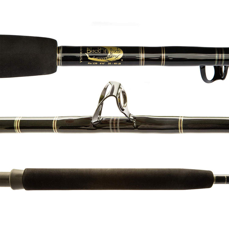 Load image into Gallery viewer, Blackfin Rods Fin 139 Fishing Rod 6'6" Rod 20-40lb Line Weight Circle Hook Rod Specialized for Billfish Circle Hook Rods Fuji aluminum oxide guides Stuart slick butts and metal gimbals Fuji graphite reel seats The blanks are a very slow in action and have a parabolic action that is ideal for use of circle hooks. Greatly increasing hook up ratios. Targeted Species: Blue Marlin, Mahi Mahi, White Marlin