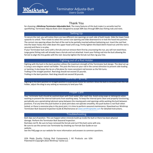 Terminator Adjusta-butt user guide.