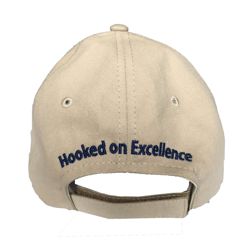 Load image into Gallery viewer, Blackfin Rods Khaki Hooked on Excellence Hat with Blackfin Logo. Back view
