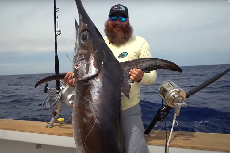 Blackfin swordfish rod in action