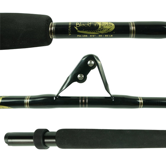 fin 156Blackfin Rods Fin 156 Fishing Rod 5'6" Rod 50-80lb Line Weight Stand Up Rod 100% E-Glass blank Aftco Short straight Black  Unibutt Aftco Roller Guides Fast Action Targeted Species: Tuna