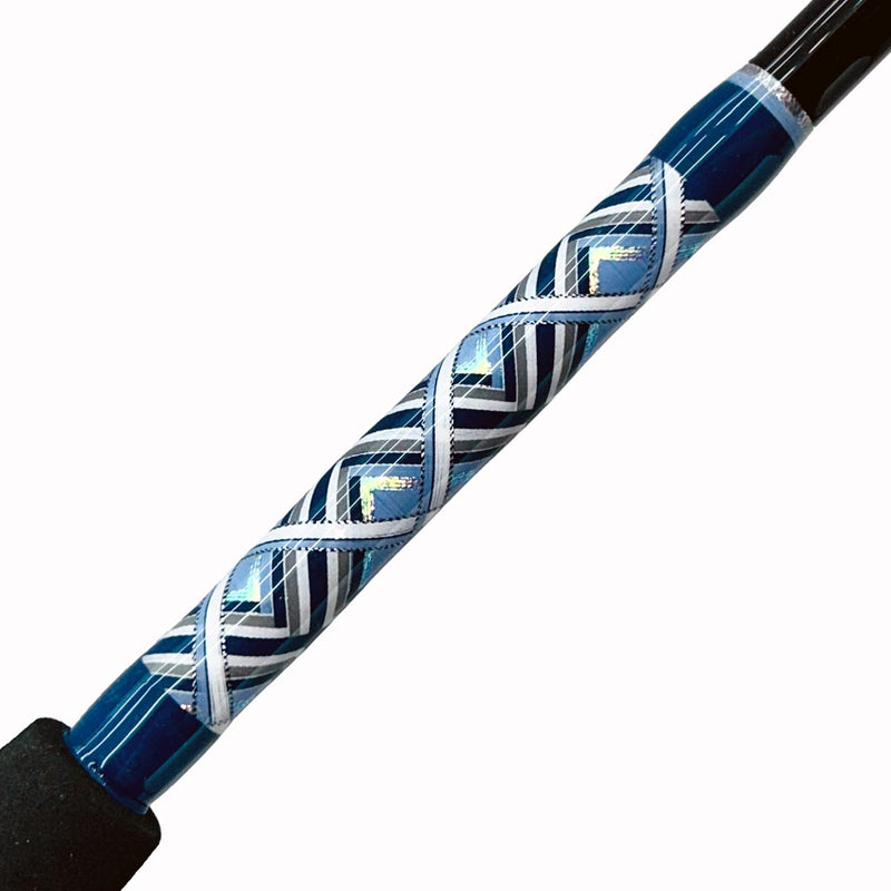 Load image into Gallery viewer, Comparable to our Blackfin Fin 184 50# Wire Line. This rod comes complete with foam grips, AFTCO swivel top, blacked out guides and a size 2 AFTCO collet and ferrule. Butt wrap shown from the side view.
