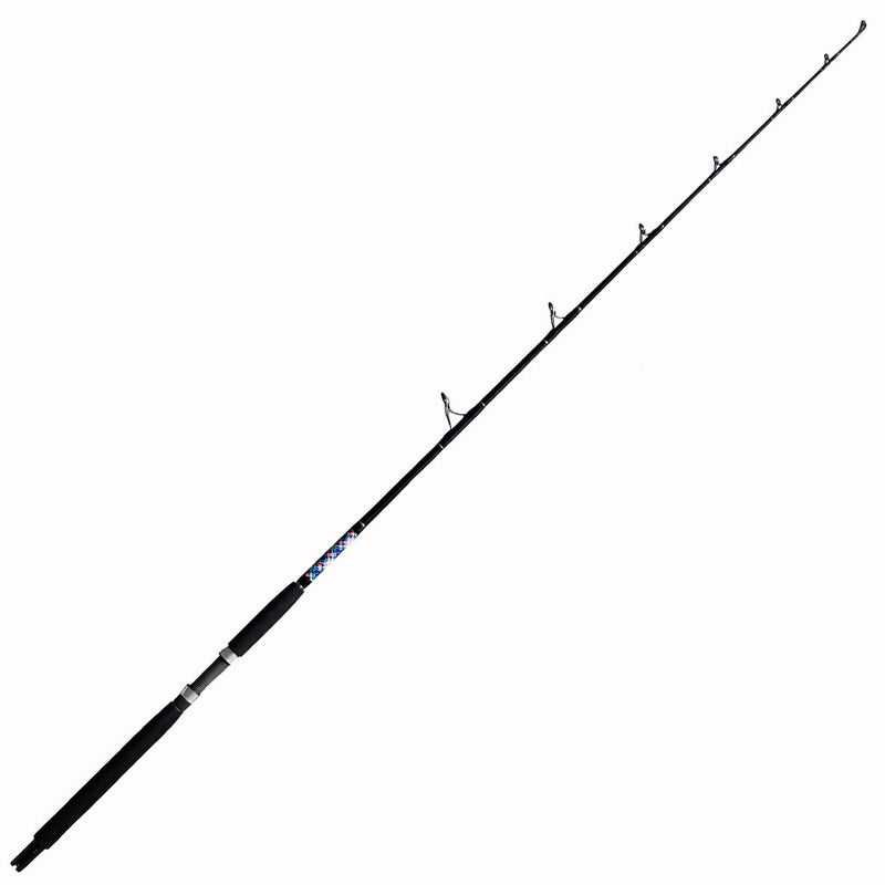 Load image into Gallery viewer, Built like our Fin #18, this spinning rod comes with Fuji alconite guides, EVA foam grips, Fuji reel seat, and metal gimble. Full rod is shown in photo. 
