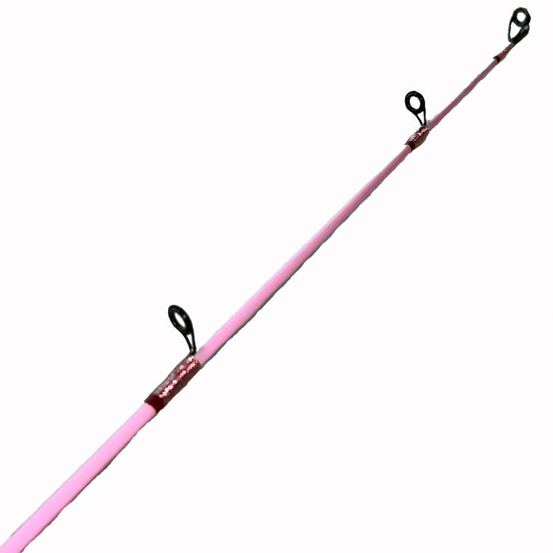 Load image into Gallery viewer, #80 Limited Edition 7&#39;0&quot; 10-17lb Heavy Inshore Rod. Top and first two eyelets. Metallic pink and red trims. 
