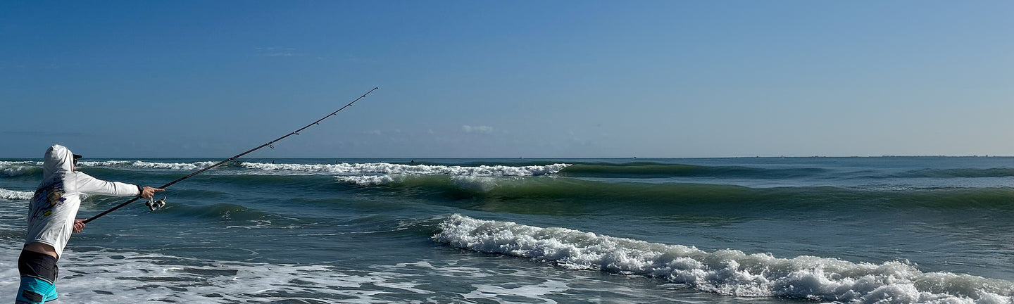 Man fishing from coast line