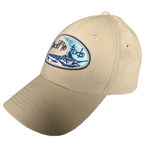 Blackfin Rods Khaki Hooked on Excellence Hat with Blackfin Logo. side view