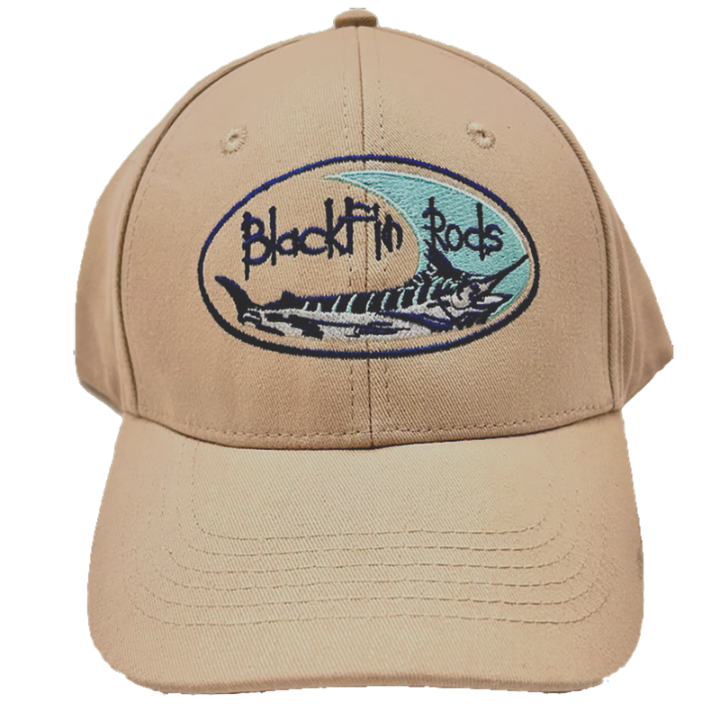 Load image into Gallery viewer, Blackfin Rods Khaki Hooked on Excellence Hat with Blackfin Logo. front view
