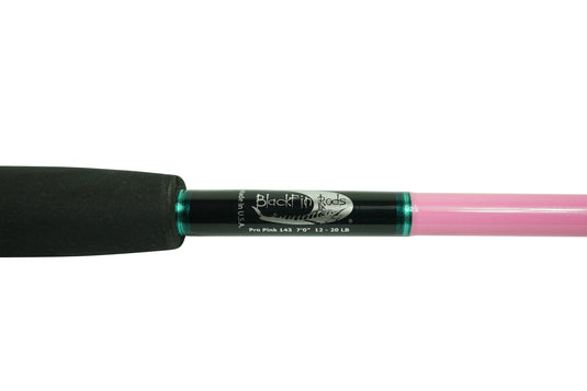Blackfin Rods ProPink 184 Fishing Rod 6'6" Rod Line Wt. 8-12lb Spinning Rod 100% E-Glass blank Fuji Graphite Reel Seat Slick Butt Fuji Aluminum Oxide Guides Mod Fast Action Targeted Species: Tuna, Mahi Mahi, Snook, Tarpon 