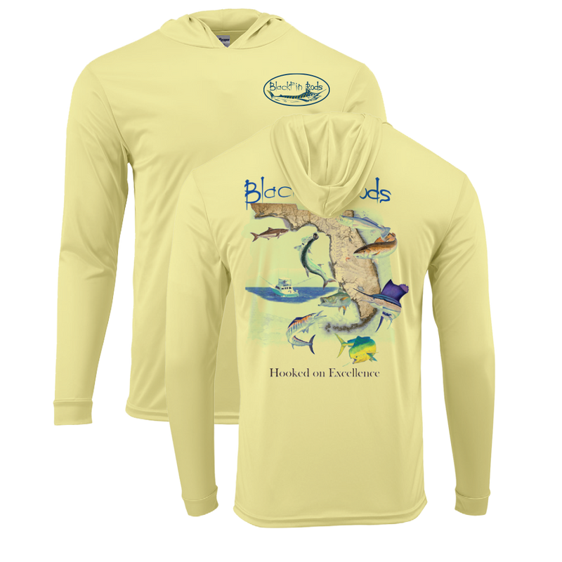 Load image into Gallery viewer, Blackfin Long Sleeve Hooded Surf Shirt Pale Yellow UPF50
